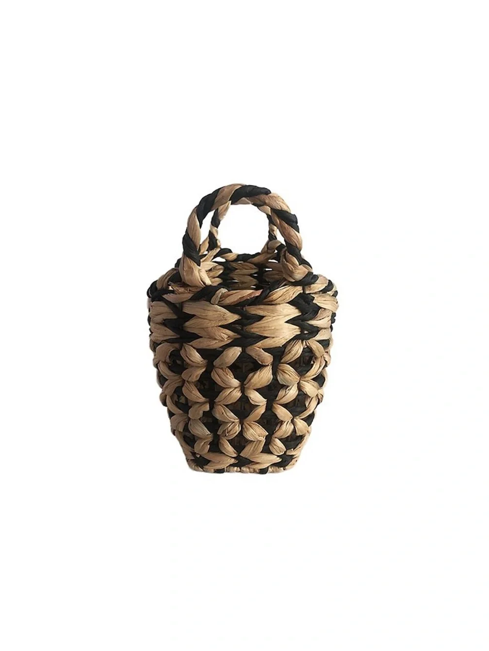 Woven Two-Tone Black and Natural Storage Basket